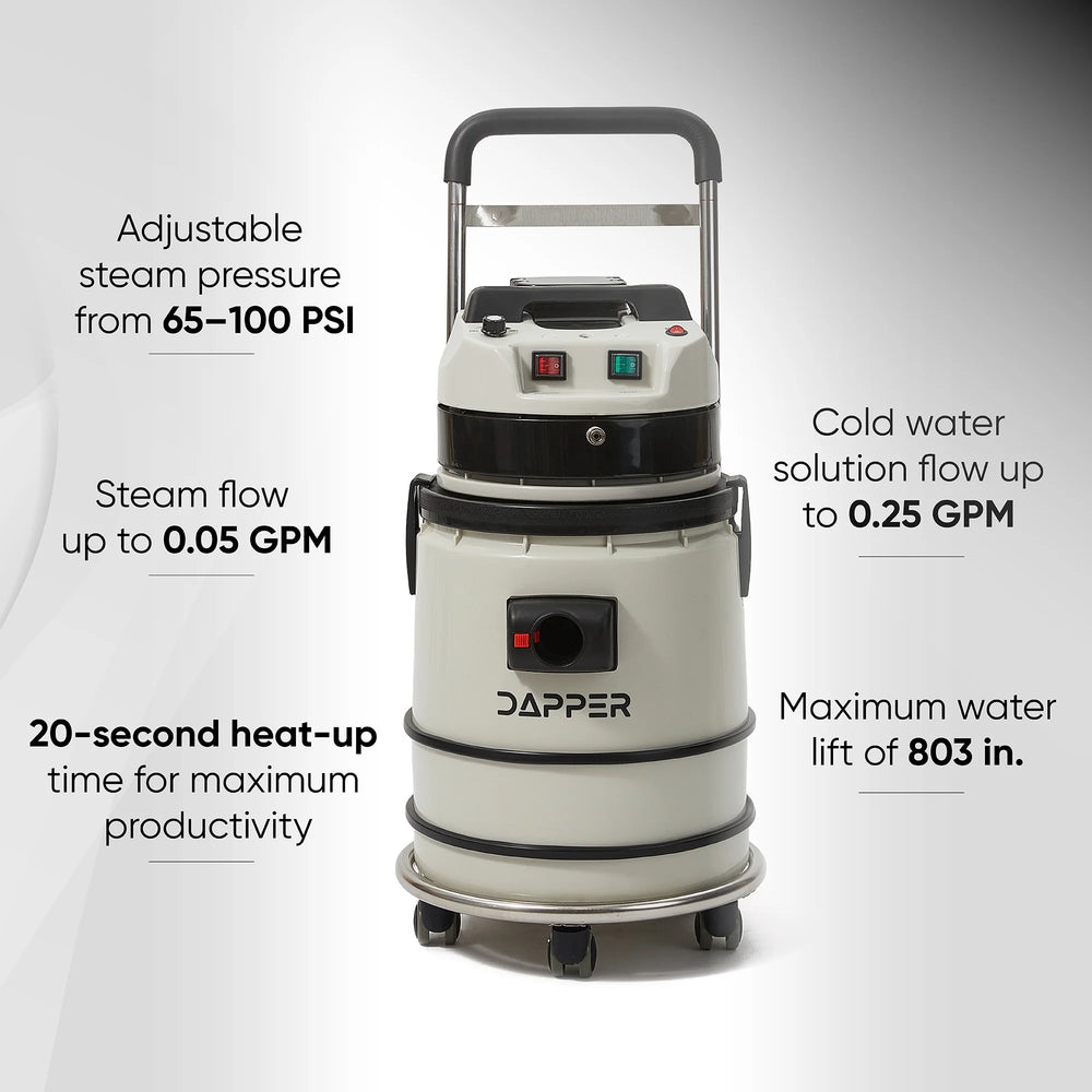 Dapper Supply Vacuum Cleaner Wet/Dry with Steam Cold Water Extraction Scrub Brush 2.5 Gal Tank New