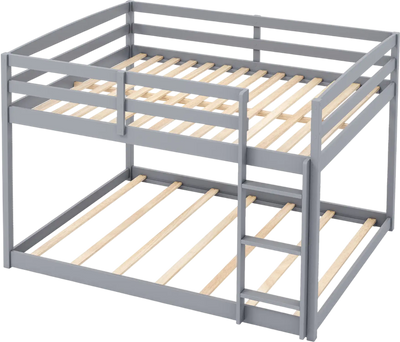 Costway Full Over Full Low-to-Ground Bunk Bed 928517364 New