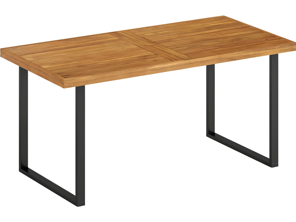 Acacia Wood Dining Table for 6 People Wooden Rectangular Table