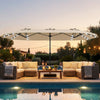 13FT Double-sided Patio Umbrella with Solar Lights for Garden Pool Backyard-Beige - Gallery View 1 of 10