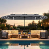 13FT Double-sided Patio Umbrella with Solar Lights for Garden Pool Backyard-Gray - Gallery View 1 of 10