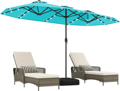 Costway 13' Double-Sided Patio Umbrella w/ Solar Lights for Garden Pool Backyard 63248591 New