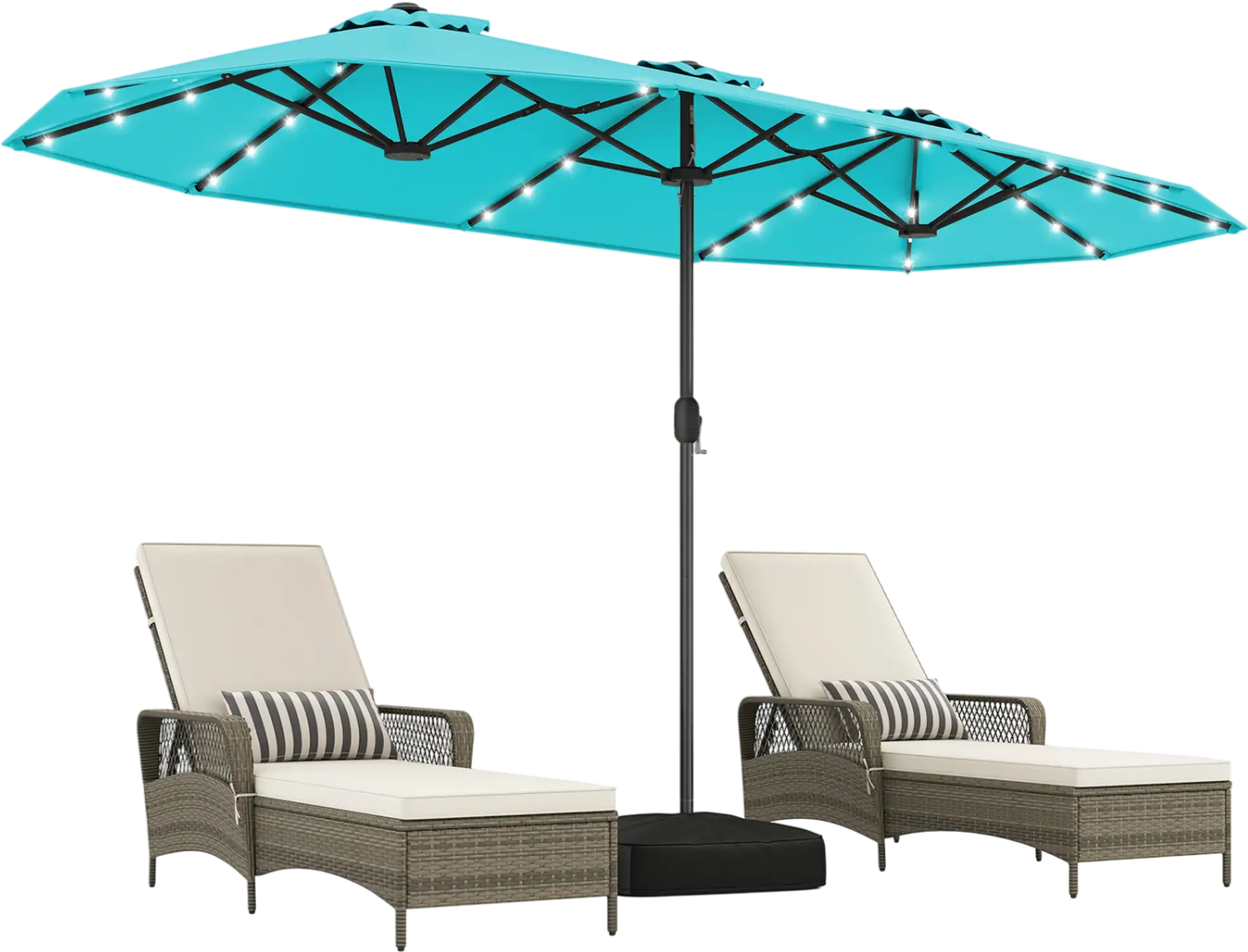 Costway 13' Double-Sided Patio Umbrella with Solar Lights 63248591 New
