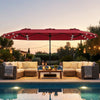 13FT Double-sided Patio Umbrella with Solar Lights for Garden Pool Backyard-Red - Gallery View 1 of 10