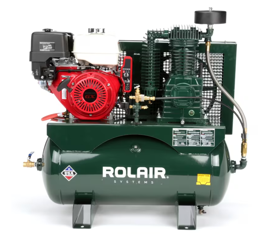 Rolair 13GR30HK30 Air Compressor Truck Mount Stationary 30 gal. Gas 13 HP Honda GX390 Engine Two-Stage Pump Manufacturer RFB