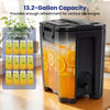 Insulated 13.2-gallon beverage dispenser in black with drip-proof faucet, ideal for parties and catering.