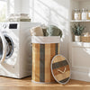 Multicolor 13.2-gallon laundry hamper with a bamboo frame, removable liner, and lid for easy laundry management.
