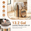 Laundry hamper with a removable liner, 13.2-gallon capacity, bamboo frame, and lid for dust reduction and neat storage.
