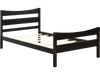 Twin size rustic style platform bed frame in dark brown, made of sturdy pine wood with headboard and footboard for easy.