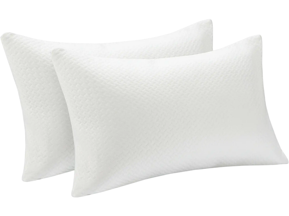 Set of 2 28 x18 Inch Shredded Memory Foam Bed Pillows with Bamboo Cooling Cover