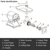 Heavy Duty 1.5HP meat grinder parts diagram, including motor housing, cutting blade, and feed screw for efficient.