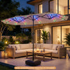 13 FT Double-Sided Patio Umbrella with Color-Changing Flowing Solar LED Lights-Brown - Gallery View 1 of 11