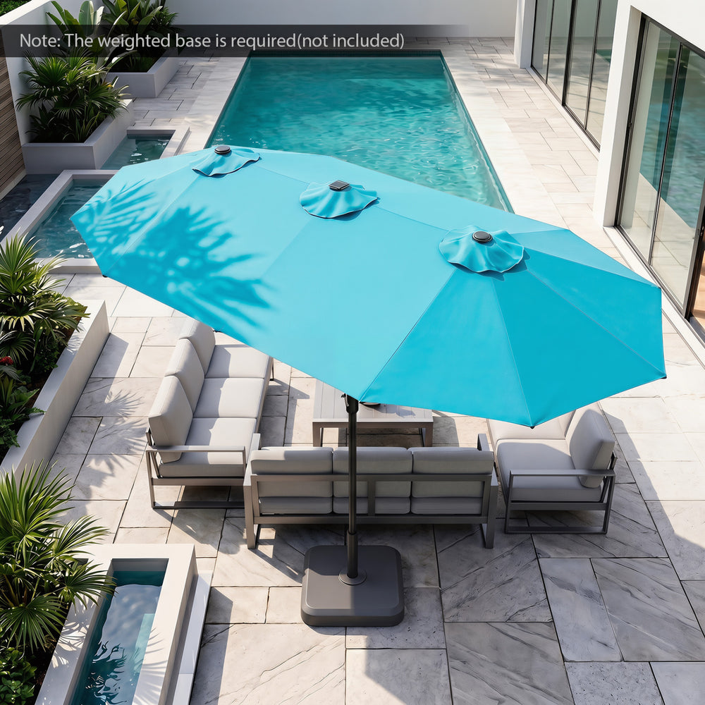 Costway 13' Double-Sided Patio Umbrella w/ 36 LED Lights 71680233 New – FactoryPure