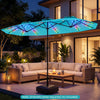 13 FT Double-Sided Patio Umbrella with Color-Changing Flowing Solar LED Lights-Turquoise - Gallery View 1 of 10