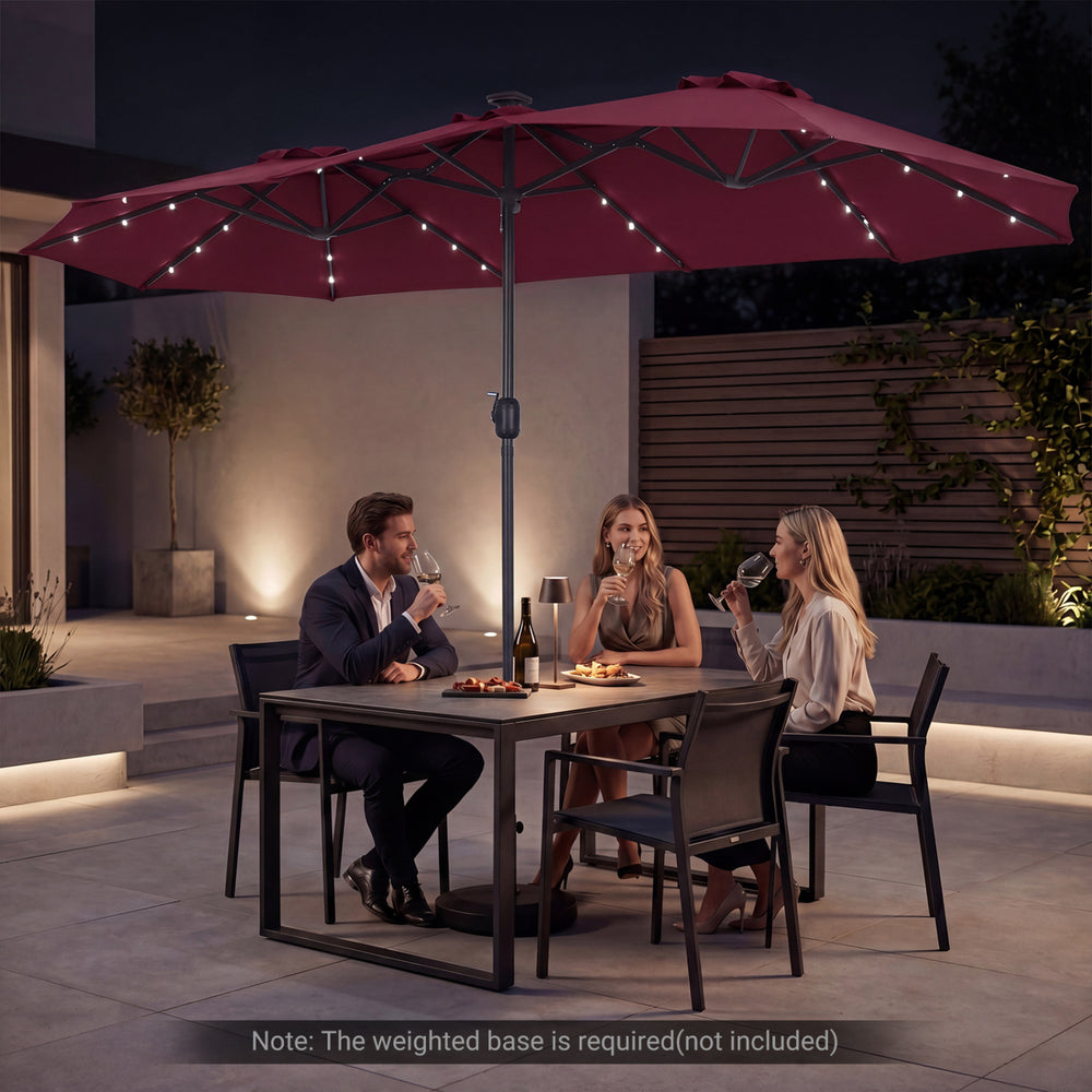 13 foot market patio umbrella 13Ft Rectangular With Solar LED Lights featuring impressive dimensions of 13 ft x 6.5 ft that provide up to 85 square feet of shadeperfect for family gatherings LAUSAINT HOME 13 ft. Steel