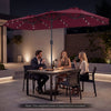 13 FT Double-Sided Patio Umbrella Large Rectangle Market Umbrella with 36 LED Lights-Wine - Gallery View 1 of 11