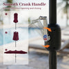 Smooth crank handle of the 13 FT double-sided patio umbrella for effortless opening and closing, featuring wine-colored.