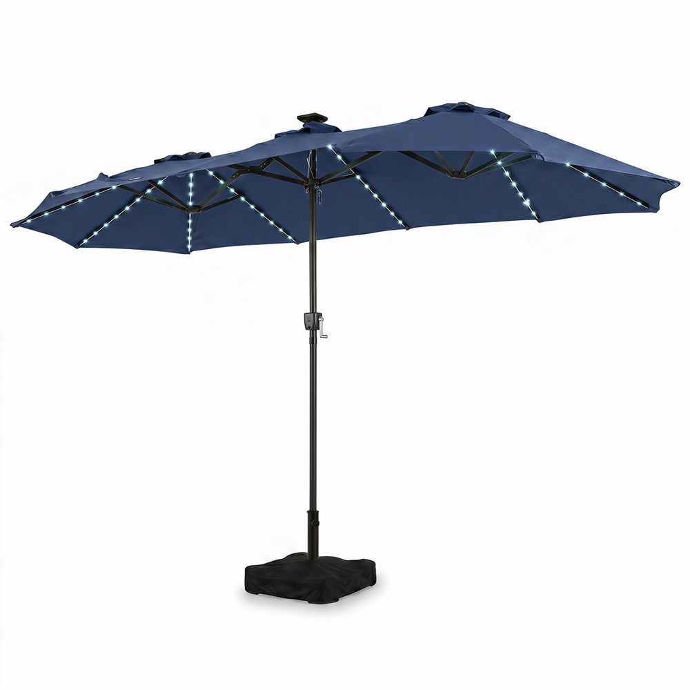 13 FT Double-Sided Patio Umbrella with 108 LED Lights and Base Included-Navy - Gallery View 1 of 1