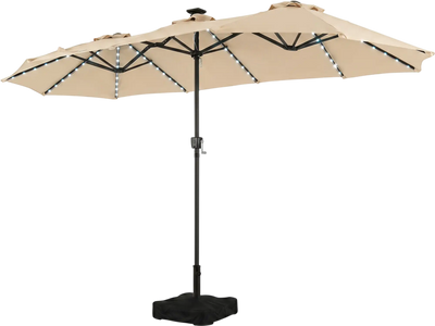 Costway 13' Double-Sided Patio Umbrella w/ 108 LED Lights & Base 64600725 New