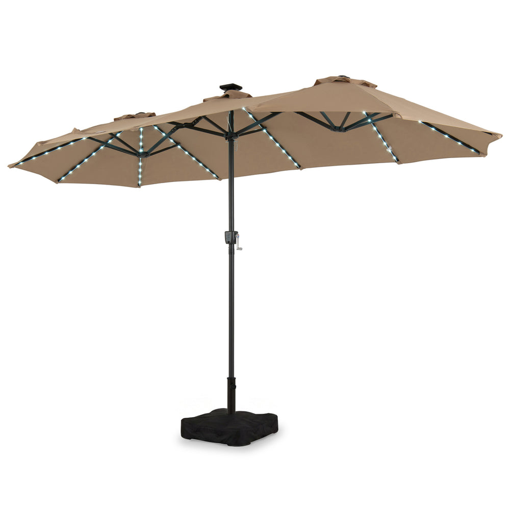 13 FT Double-Sided Patio Umbrella with 108 LED Lights and Base Included-Tan - Gallery View 1 of 1