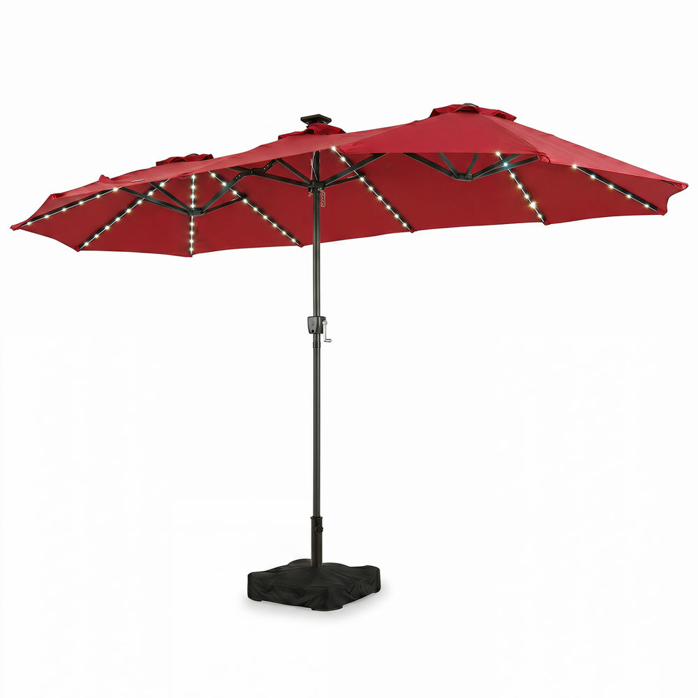 13 FT Double-Sided Patio Umbrella with 108 LED Lights and Base Included-Wine - Gallery View 1 of 1