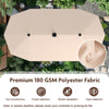 13 ft beige patio umbrella with LED solar lights, double-sided design, made of 180 GSM polyester fabric for reliable.