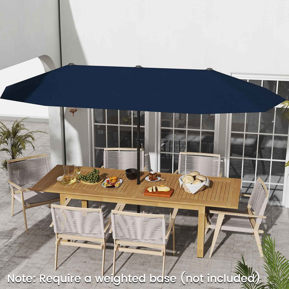 13 FT Large Patio Umbrella Outdoor Double-Sided Table Market Umbrella with Crank Handle-Navy - Gallery View 1 of 10