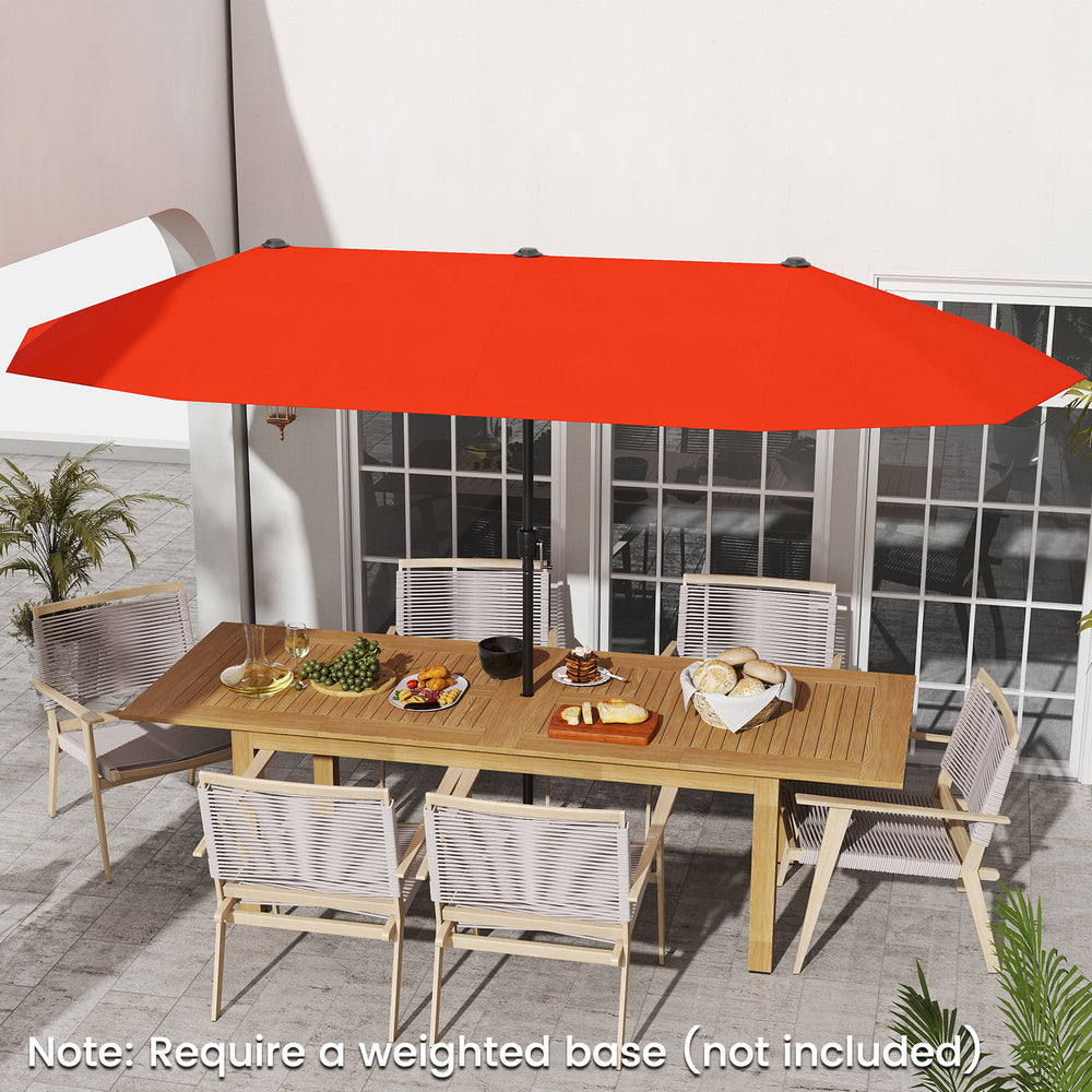 13 FT Large Patio Umbrella Outdoor Double-Sided Table Market Umbrella with Crank Handle-Orange - Gallery View 1 of 10