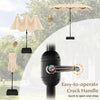 Close-up of the easy-to-operate crank handle on a 13 feet double-sided patio umbrella in beige, ensuring quick.