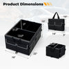 Black 13-gallon car trunk organizer with removable divider, featuring 3 compartments and 6 pockets for efficient.