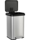 Stainless steel 13.2-gallon step trash can with soft close lid and built-in deodorizer compartment for home or office.