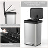 13.2-gallon stainless steel step trash can with soft close lid, deodorizer compartment, and stay open function for easy.