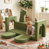 Modular kids play couch in green with soft velvet fabric, perfect for inspiring creativity and family bonding.