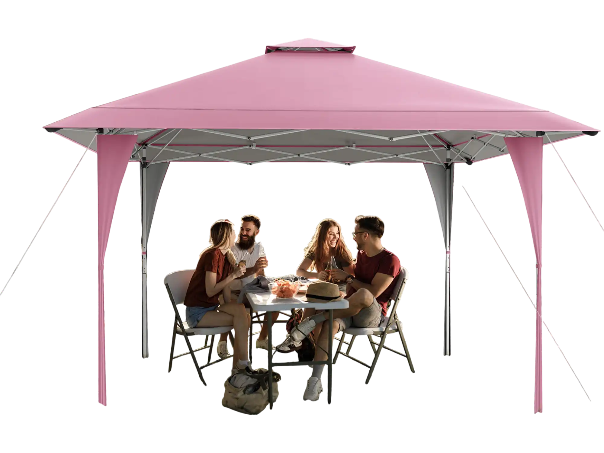 Costway 13' x 13' Pop-Up Gazebo Canopy Pink 528693417 New