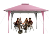 Pink 13 x 13 ft pop-up gazebo with extended eaves, providing shade for outdoor gatherings and easy transport.