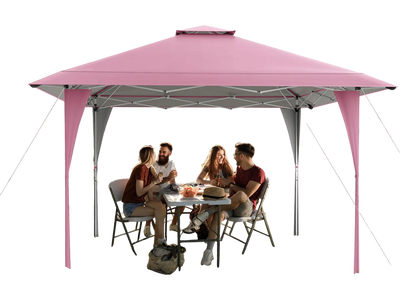 Costway 13' x 13' Pop-Up Gazebo Canopy Pink 528693417 New