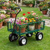 Solid rubber flat-free tires and wheels set for garden carts, featuring a 440 lb load capacity and smooth tread for.