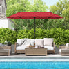 13 Feet Double-Sided Patio Twin Table Umbrella with Crank Handle-Wine - Gallery View 1 of 11