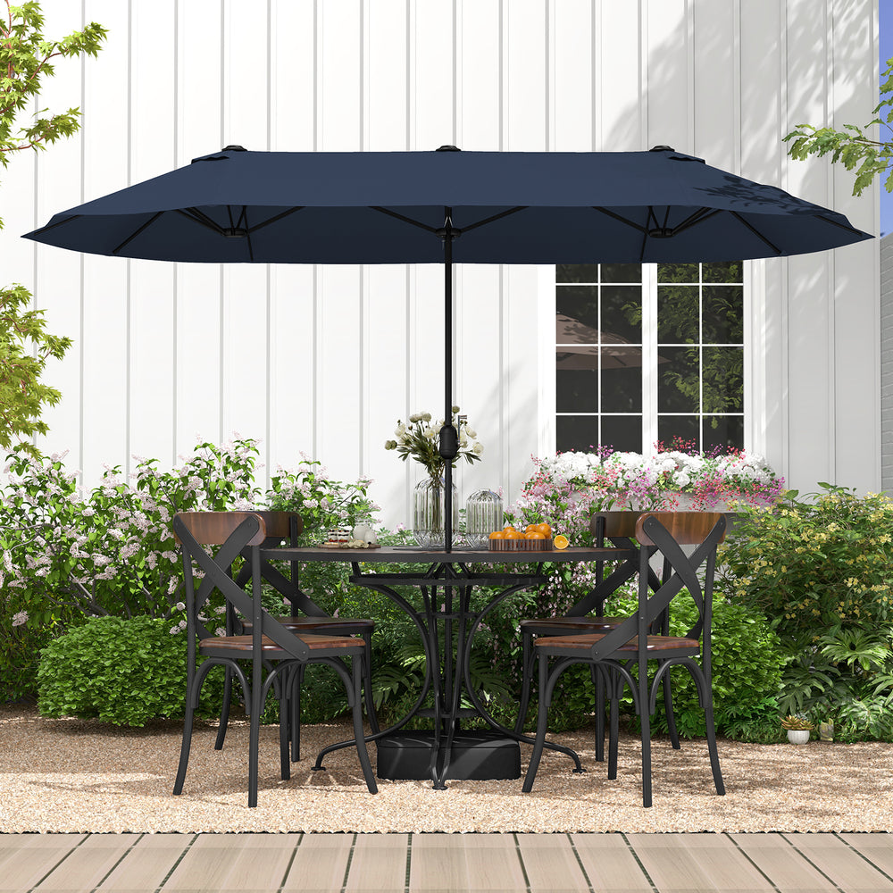 13 Feet Double-Sided Patio Twin Table Umbrella with Crank Handle-Navy - Gallery View 1 of 11