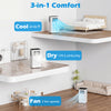 14000 BTU smart AC unit in white, showcasing cooling, fan, and drying functions for versatile indoor comfort.