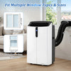 14000 BTU smart portable AC in black with voice control, designed for rooms up to 750 sq. ft. and fits multiple window types.