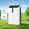 14000 BTU smart portable AC in black features cooling, dehumidifying, and fan functions for rooms up to 750 sq. ft.