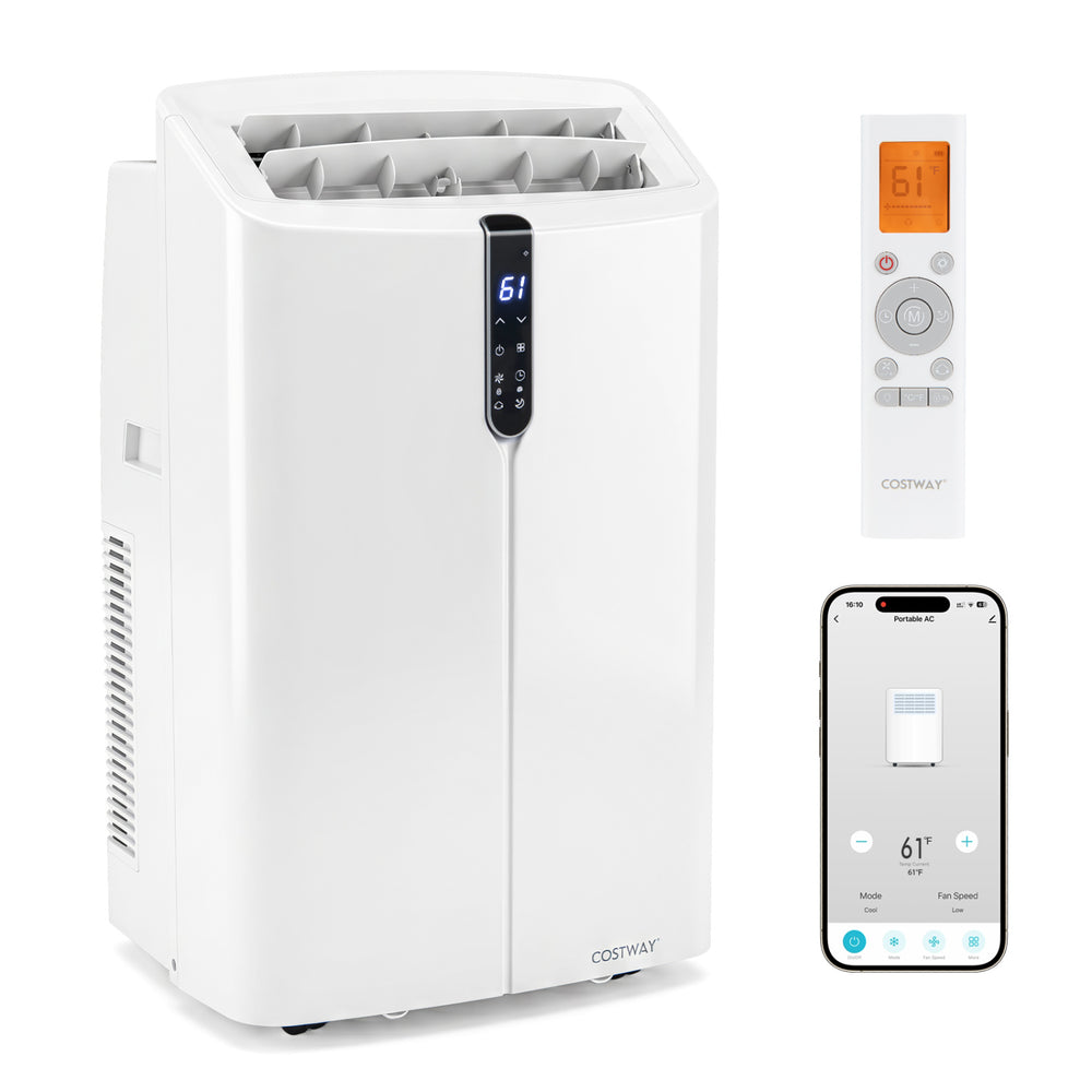 14000 BTU Smart Portable AC with APP Voice Control 47 dB for Rooms 750 Sq.Ft-White - Gallery View 1 of 10