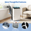 14000 BTU WiFi enabled portable air conditioner with dehumidifier, featuring a 24H timer and removable filters for easy maintenance.