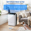 Portable air conditioner with WiFi, 14000 BTU, featuring touch panel, remote control, and 3-in-1 functionality for year-round comfort.