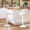 Bar Stools Set of 2 with Enlarged PU Leather Seat and Footrest-White - Gallery View 1 of 9