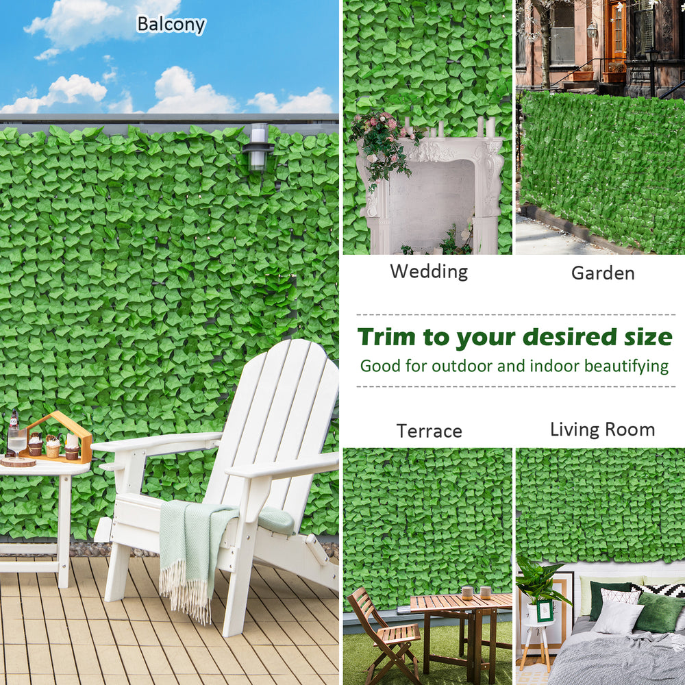 Artificial ivy privacy fence measuring 118 x 39 inches, made of durable polyester for outdoor decoration and privacy.