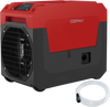 140 Pints commercial dehumidifier in red with pump, drain hose, and control panel, ideal for large spaces and basements.