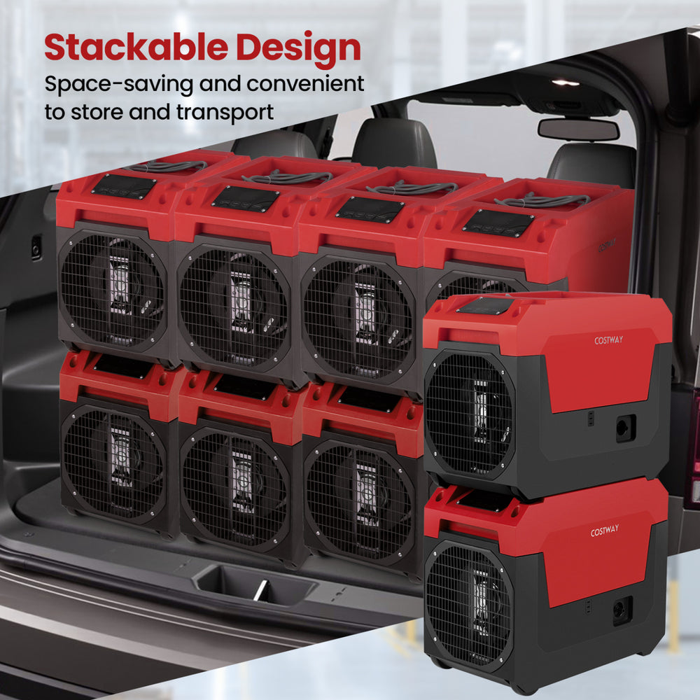 Stackable design of the 140 Pints Commercial Dehumidifier with pump, ideal for easy storage and transport.