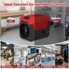 140 Pints commercial dehumidifier in red, ideal for basements and warehouses, featuring pump drainage and 30%-80%.